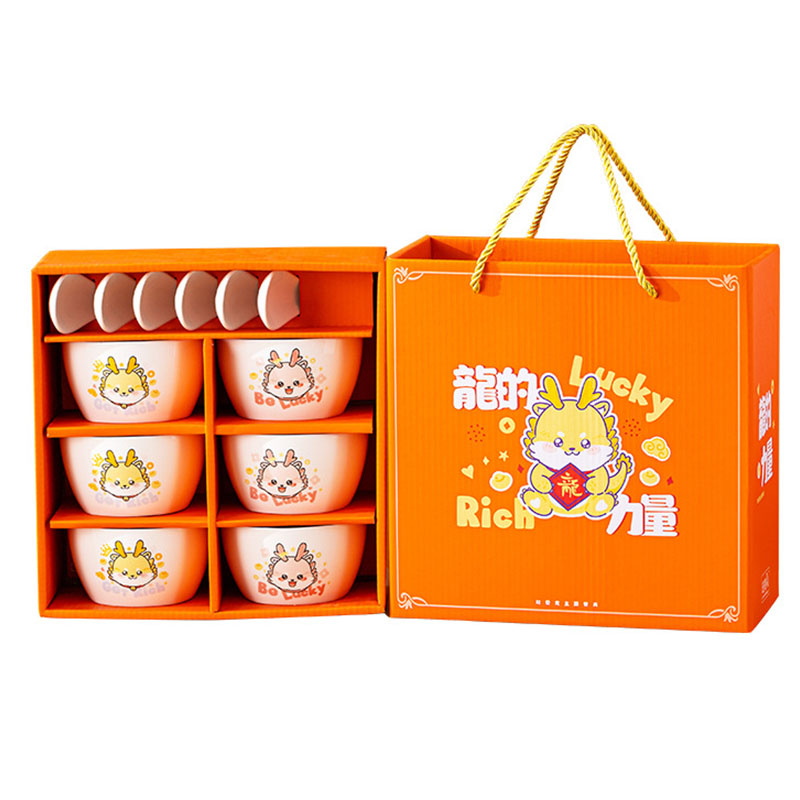 新年萌龙餐具礼盒套装